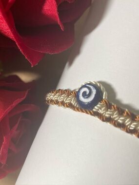 Handcrafted Blue Spiral Adjustable and Reversible Macramé Bracelet